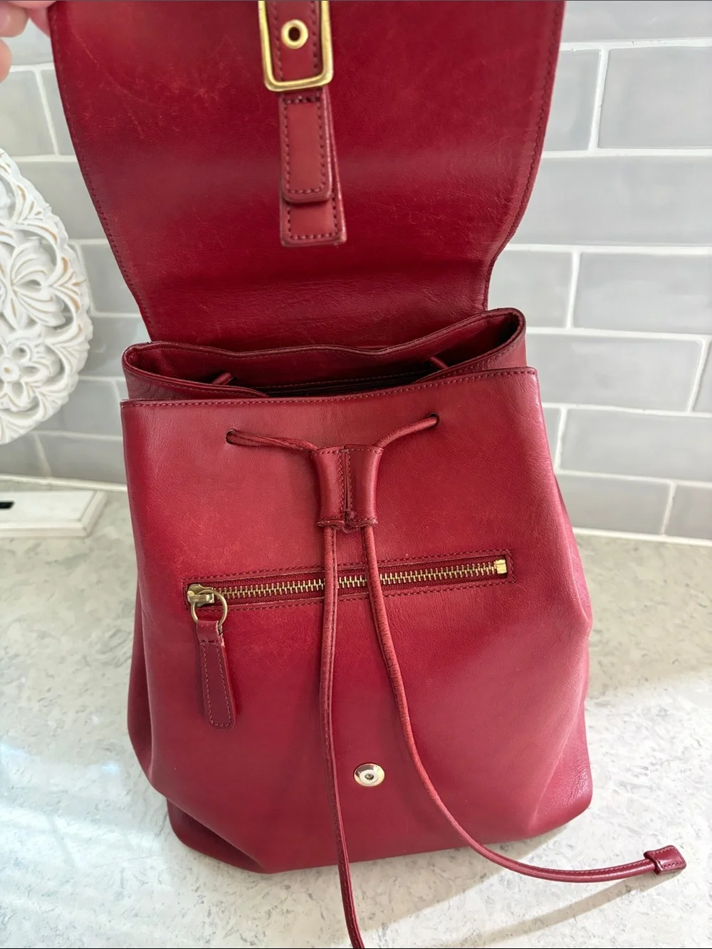 Y2K Coach Legacy West Hampton daypack backpack 9827 Red glove leather